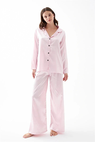 mtm My The Mall Women's Pink Oversize Satin Pajama Set – Comfortable Fit Styl...