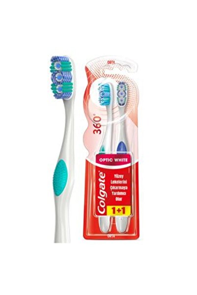 Colgate 5 Pieces 360 Optical White Medium Toothbrush 1+1