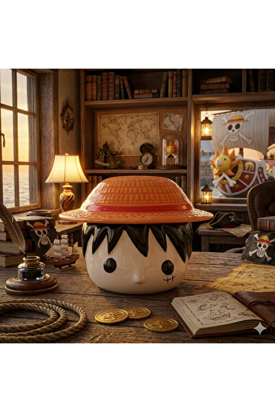 hediyeconcepti كوب سيراميك من ون بيس مونكي دي لوفي مع غطاء على شكل قبعة من ال...