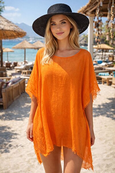HAZAL KAYA ATELIER Turuncu Plaj Elbisesi Kadın Pareo
