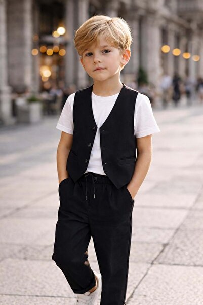 Lolliboomkids Mini gent italian style boy's Vest - Jogger Pants top and botto...