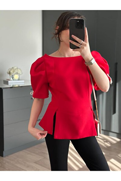 Tugen Co Poplin Bluz with Pearl Bow Detail