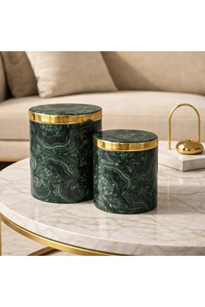 Generies Luxury Green Ceramic Vase Set with Golden Touch