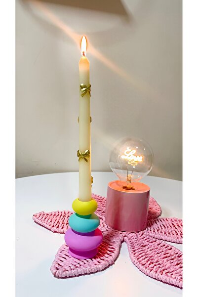 Noora Stone Pastel Renkli Bubble Tasarım Şamdan- Estetik Dekoratif Mumluk