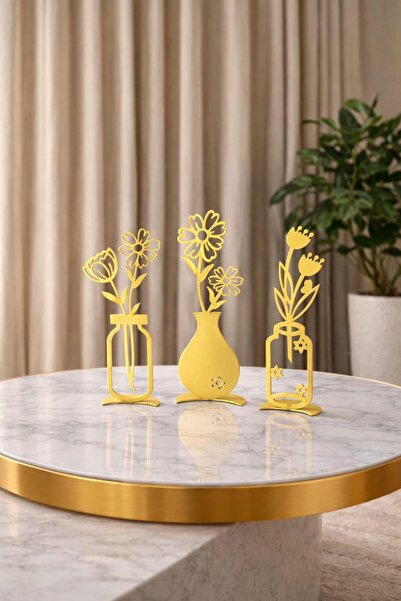 LAZORİAE Modern 3-Piece Metal Vase Stand – Decorative Flower Holder |   1.5 m...