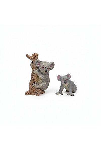 TUFY TOYS YETİŞKİN VE YAVRU KOALA FİGÜRÜ-AĞAÇ AKSESUARLI HAYVAN MODEL OYUNCAK