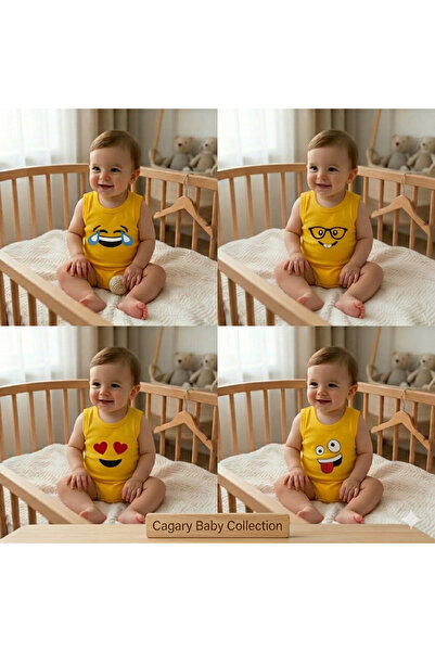 CUBBUX طقم ملابس أطفال مكون من قطن قطع مطبوعة برموز إيموجي 100% قطن