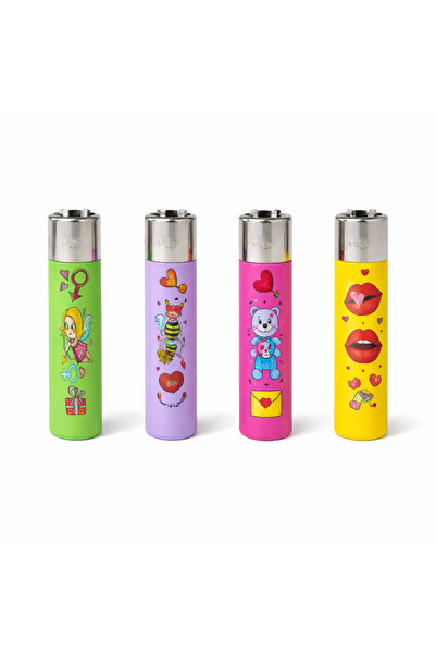 KASAİ Micro Soft Çakmak 4’lü Set Renkli Desenli Gazlı Çakmak Hediyelik Karika...