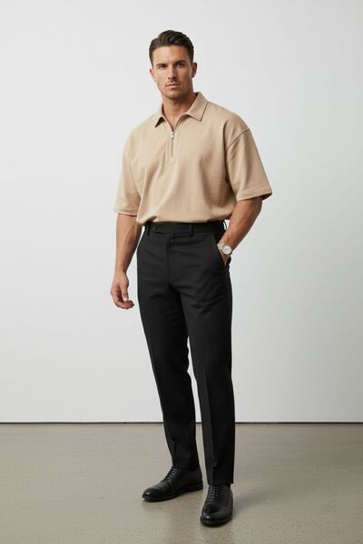 Butik Μπλουζάκι με γιακά πόλο και φερμουάρ, στυλ Old Money