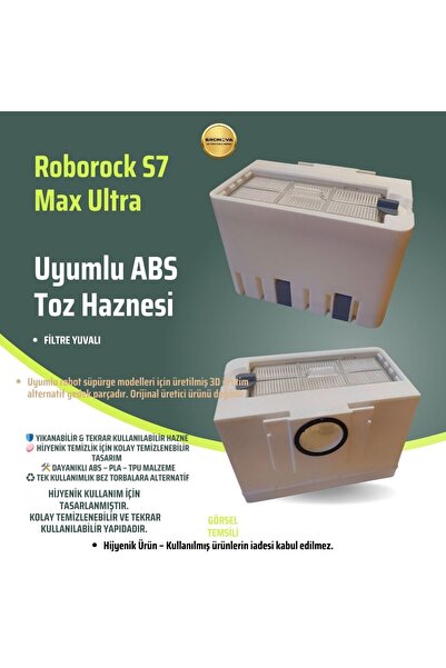 Ercinova Roborock S7 Max Ultra Uyumlu ABS Toz Haznesi – 3D Baskı Dayanıklı Ye...
