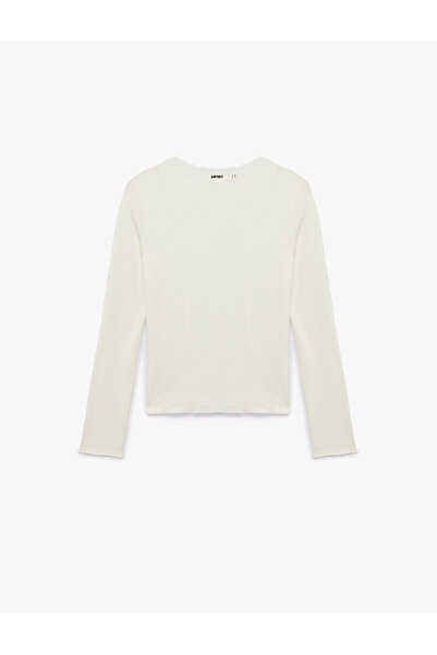 Koton Slim Fit Koyun Wool Ü Blended Long Sleeve Crew Neck Blouse