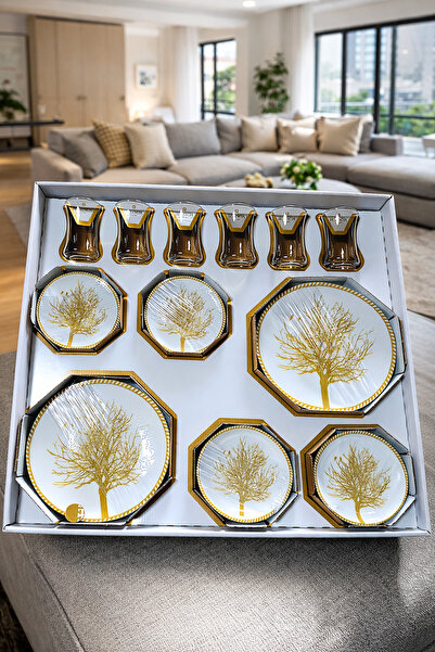 Paşabahçe 24 Parça Harenciya Premium Çay&Pasta Sunum Seti-6 Bardak 6 Pasta Ta...