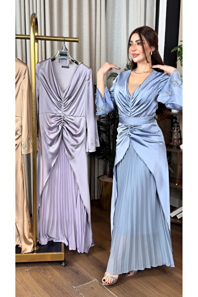 ٌRominz fashion فستان مناسبات "لافندر" مطرز بالكريستال قصة حديثة.