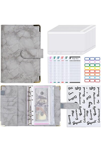 Arabest Budget Binder Leather A6 Cash Envelopes Money Saving Binder with Zipp...