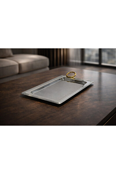 Generic (Unbranded) 30cm Rectangular Stainless Steel Serving Tray - Silver wi...