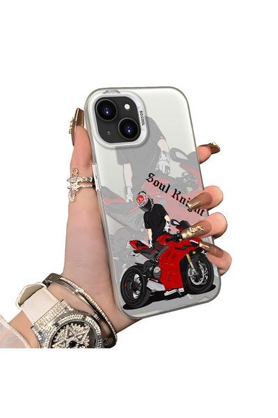 ucuc iPhone 13 Mini Compatible Hard Acrylic Back Silicone Edge Lens Protectio...