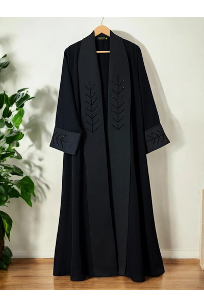 1way Elegant abaya with black embroidery