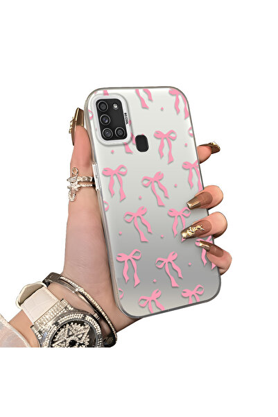 ucuc Samsung Galaxy A21S Uyumlu Sert Akrilik Arka Silikon Kenar Lens Koruma K...