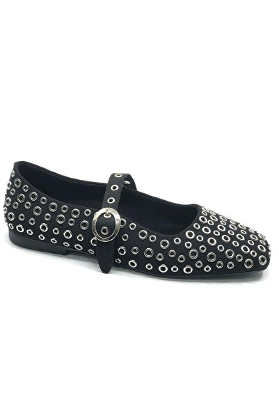KCMN Feles Belt Buckle Sequin Detailed Blunt Toe Women's Ballet Flats Shoes B...