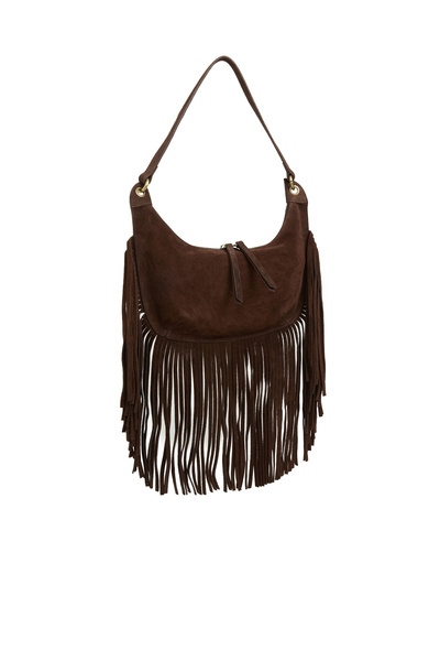 Dıvarese Kahverengi Püsküllü Kadın Süet Çanta