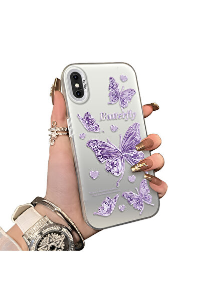 ucuc iPhone X/Xs Compatible Hard Acrylic Back Silicone Edge Lens Protection Case