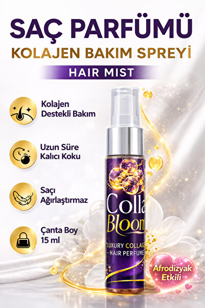 COLLABLOOM Saç Parfümü Kolajen Bakım Spreyi 15 ml – Hair Mist – Çanta Boy Saç...