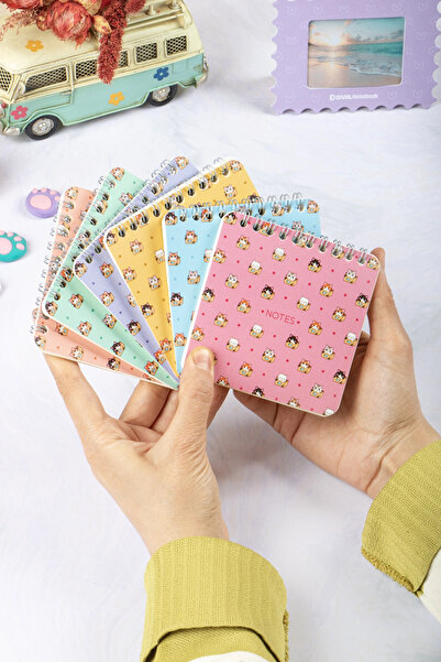 DİVAL 10x10 cm 6'lı Karton Kapaklı Spiralli Cep Defteri Bloknot Not Defteri -...