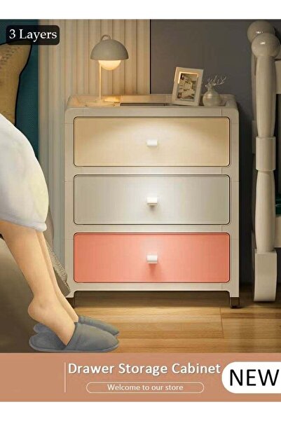 Arabest 3-Layer Plastic Storage Drawers with Wheels, Large Capacity Multipurp...