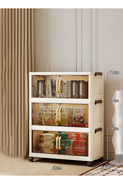 Generic 3-Tier Foldable Plastic Storage Cabinet, 48cm Wide