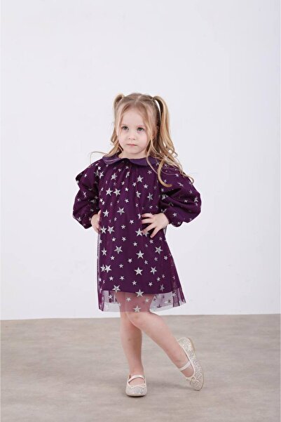 TINY BEAR فستان بناتي منقوش بنجوم