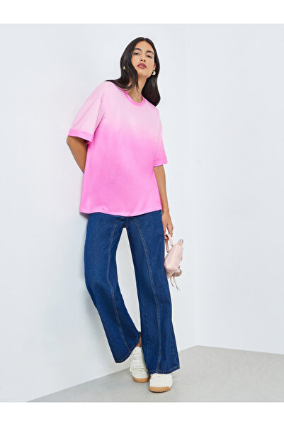 Styli Pink Gradient Look Oversized T-Shirt