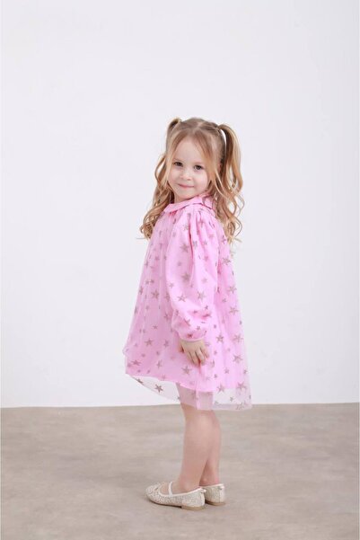 TINY BEAR فستان بناتي منقوش بنجوم