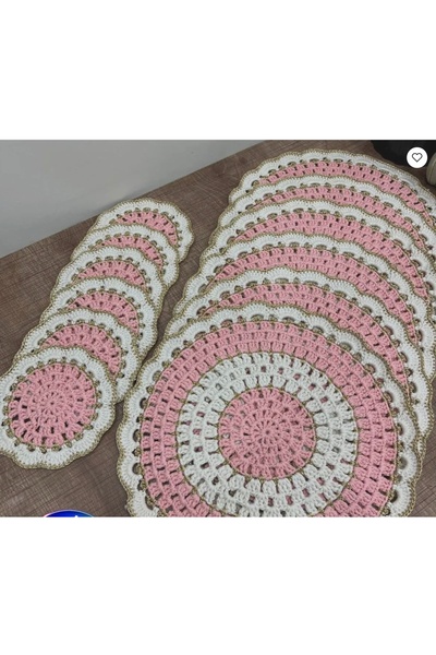 MEGA Megahan el örgüsü 6 lı supla ve bardak altlığı /Amerıkan servısi/tabak v...