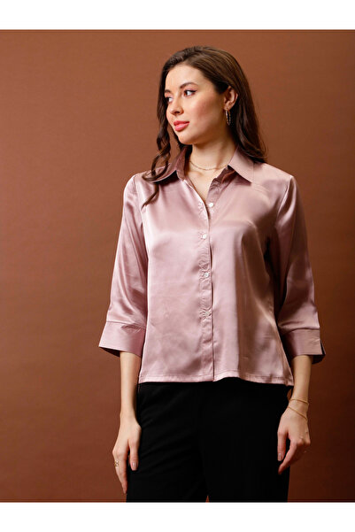 Styli Pink Spread Collar Relaxed Fit Shirt