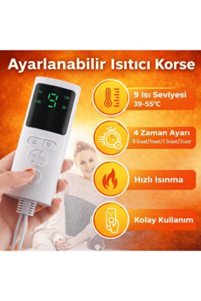 coofbe Zaman Ve Isı Ayarlı Kumandalı Elektrikli Isıtıcı Korse Isıtmalı Bel Kemeri