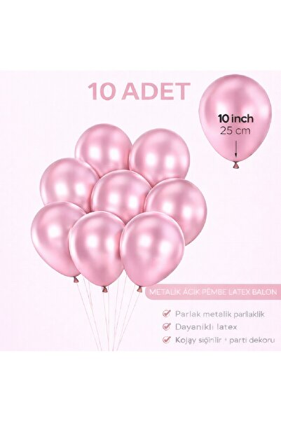 Laviyosa 10 Adet Parlak Metalik Balon 10 İnç Parti Balonu Doğum Günü Süsleme