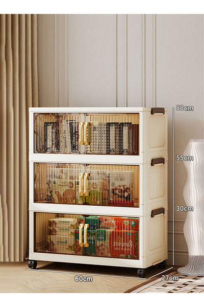 Generic 3-Tier Foldable Plastic Storage Cabinet, 60cm Wide