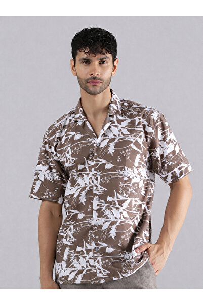TAHVO By Styli Men Brown Nature Burst Print Shirt
