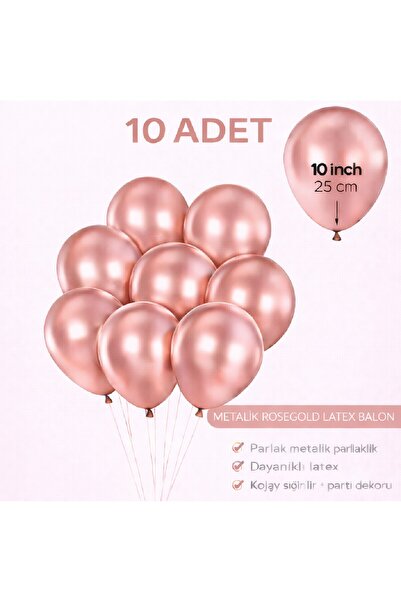 Laviyosa 10 Adet Parlak Metalik Balon 10 İnç Parti Balonu Doğum Günü Süsleme
