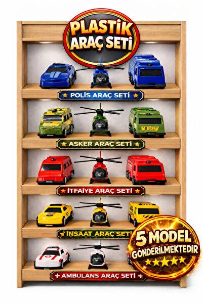 Mind Games 5 Set 3'lü Plastik Oyuncak Araç Seti - 15 Parça Oyun Seti