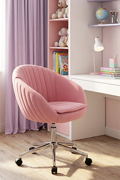 SandalyeDeposu İstiridye Çalışma Koltuğu (PEMBE LAKOS KUMAŞ)