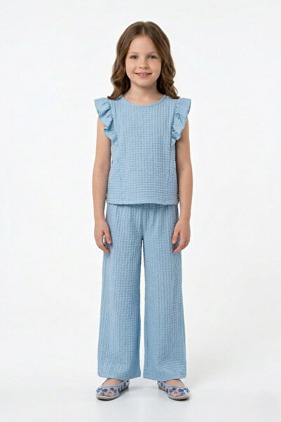 Fulla Moda طقم بناتي مكون من قطعتين بأكمام مكشكشة ذو ملمس بارز