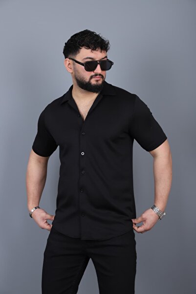 L-KOM Men's Short Sleeve Open Collar Summer Shirt