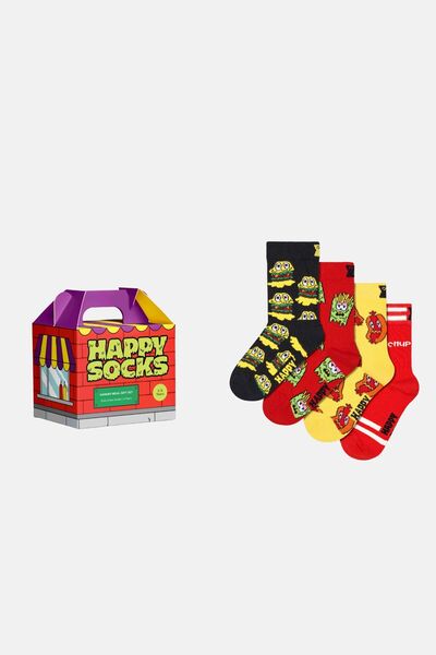 Happy Socks Children's Multi-Colored Hamburger and French Fries Patterned 4-P...