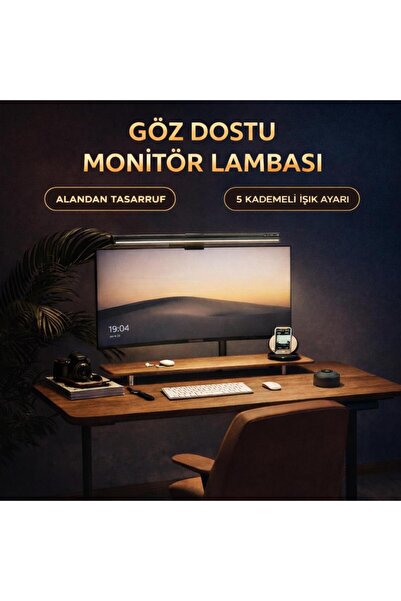 coofbe Alüminyum 50CM Ayarlanabilir Led Monitör Işığı Lambası İ-Wok Kademeli Parlaklık Ayarlı PC Ekr