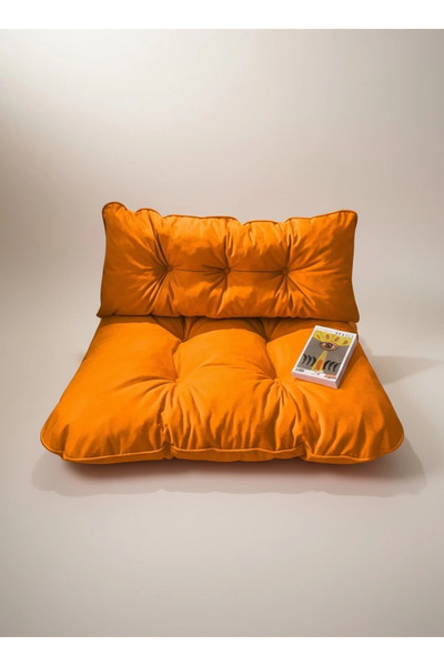 Gullfoss Turuncu Puf Petek Önü Palet Yer Minderi İkili Takım 70x100 cm