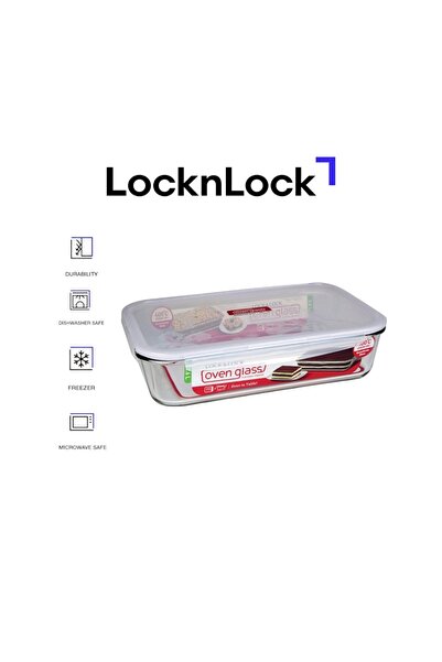 locknlock وعاء مستطيل من زجاج البوروسيليكات سعة 3.6 لتر، غطاء محكم الإغلاق، آ...
