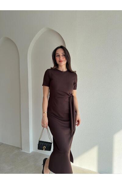 Mooi Butik Lebron Midi Dress 9051 - Bitter Brown