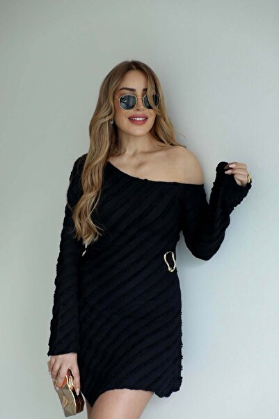 QİMYA BUTİK Buketli̇ Women's Single O Off-Shoulder Waist t Buckled a Lined Ve...
