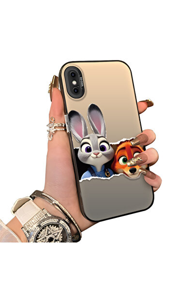 ucuc iPhone XS Max Uyumlu Sert Akrilik Arka Silikon Kenar Lens Koruma Kılıf